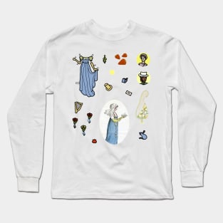 Regency Aesthetic Sheet in Cerulean, Jonquil, and Coquelicot Long Sleeve T-Shirt